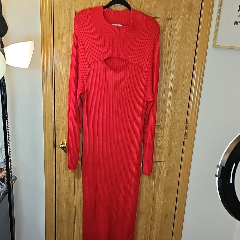 Ava & Viv Striking Red Long Sleeve Dress